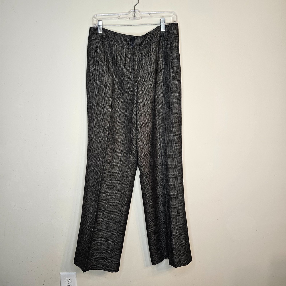 Talbots Collection Dress Pants 12 Brown Black Glen Plaid Italian Wool Blend NWT